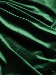 Đầm Tương phản lông thú giả Tương phản Mesh cắt Dây kéo màu trơn Buổi tiệc - Màu xanh lá cây đậm - Xem 11