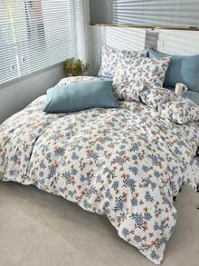 Floral Print Duvet Cover Set Without Filler - Multicolor - View 1