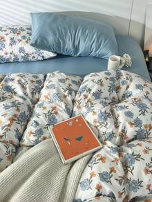 Floral Print Duvet Cover Set Without Filler - Multicolor - View 3