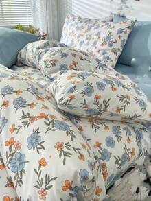 Floral Print Duvet Cover Set Without Filler - Multicolor - View 4