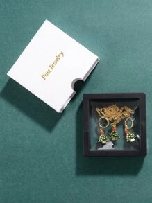 Collar con colgante Navidad con diamante de imitación árbol con pendientes largos - Multicolor - Ver 2