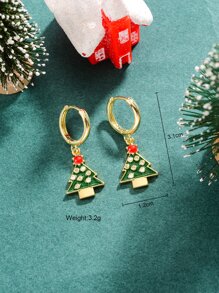 Collar con colgante Navidad con diamante de imitación árbol con pendientes largos - Multicolor - Ver 3