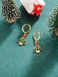 Collar con colgante Navidad con diamante de imitación árbol con pendientes largos - Multicolor - Ver 7