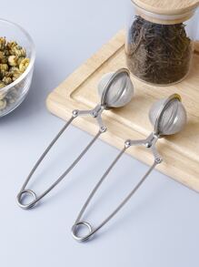 1pc Mini Stainless Steel Tea Strainer With Handle, Tea Ball Infuser, Fine Mesh Filter Sieve For Home Kitchen - Silver - View 4