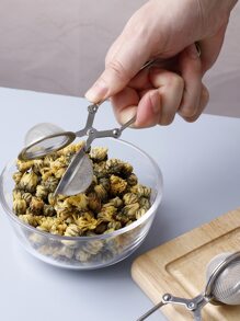 1pc Mini Stainless Steel Tea Strainer With Handle, Tea Ball Infuser, Fine Mesh Filter Sieve For Home Kitchen - Silver - View 7