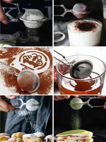 1pc Mini Stainless Steel Tea Strainer With Handle, Tea Ball Infuser, Fine Mesh Filter Sieve For Home Kitchen - Silver - View 8