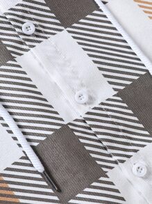 Manfinity 男士格紋抽繩連帽外套不帶T恤 - 彩色 - 查看 3