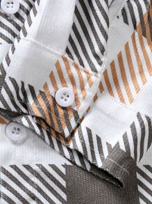 Manfinity 男士格紋抽繩連帽外套不帶T恤 - 彩色 - 查看 6