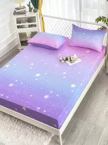 Galaxy Print Fitted Sheet Set Without Filler - Multicolor - View 1