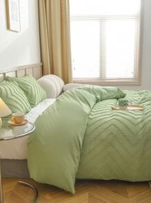 Tufted Decor Duvet Cover Set Without Filler - Green - View 1