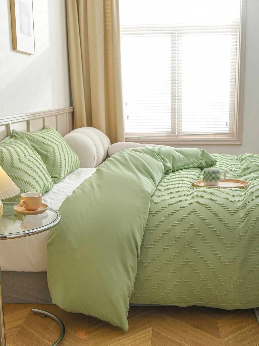 Tufted Decor Duvet Cover Set Without Filler - Green - View 1