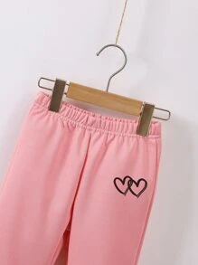 小女童愛心圖案衛褲 - 淺粉色 - 查看 3