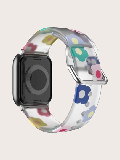 1 pieza Correa de reloj compatible con Apple Watch con estampado de flor, ideal para Día de San Valentín