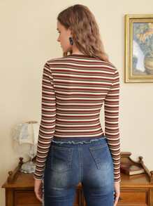 SHEIN MOD Áo thun nữ Sọc Giải trí - Nhiều màu - Xem 4