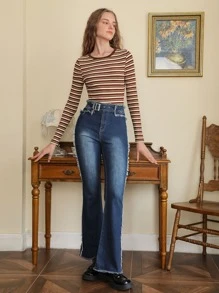 SHEIN MOD Áo thun nữ Sọc Giải trí - Nhiều màu - Xem 3