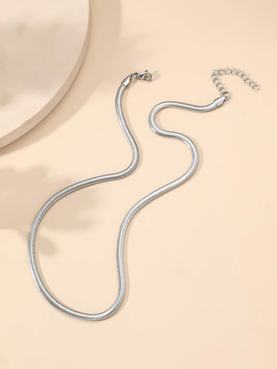 Minimalist Chain Necklace - Silver - View 1