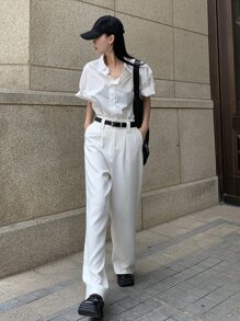 DAZY Square Buckle Belt - Black - View 6