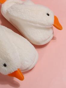 Cartoon Goose Design Fuzzy Novelty Slippers - Beige - View 4