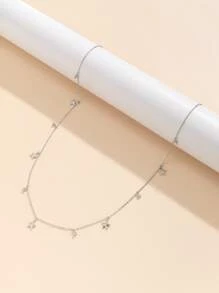 Rhinestone & Star Charm Waist Chain - Silver - View 2