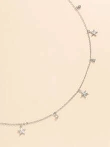 Rhinestone & Star Charm Waist Chain - Silver - View 4