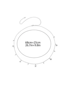 Rhinestone & Star Charm Waist Chain - Silver - View 5