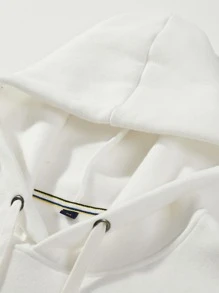 Manfinity Homme Men Mountain & Slogan Graphic Kangaroo Pocket Drawstring Thermal Hoodie - White - View 5