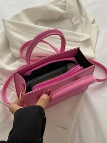 Túi vuông có tay cầm đôi nhẹ nhàng, giản dị dành cho doanh nhân dành cho nữ tuổi teen Sinh viên đại học, tân binh và công nhân cổ trắng Hoàn hảo cho văn phòng, đại học, công việc, kinh doanh, đi làm, ngoài trời, du lịch, đi chơi - Màu Hồng Tươi - Xem 6