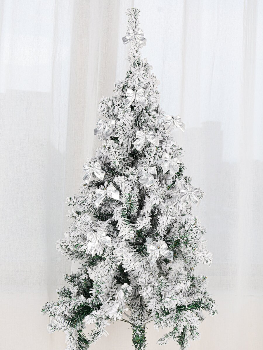 12 Piezas Decoración De Moños Para Árbol De Navidad - Plateado - Ver 1