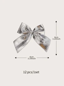 12 Piezas Decoración De Moños Para Árbol De Navidad - Plateado - Ver 3