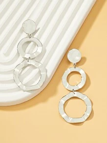 Hoa tai thả hình tròn bất đối xứng - Bạc - Xem 3