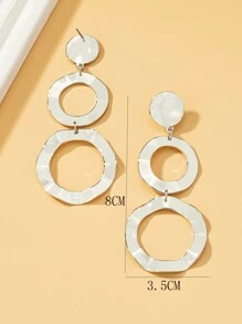 Hoa tai thả hình tròn bất đối xứng - Bạc - Xem 4