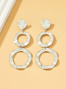 Hoa tai thả hình tròn bất đối xứng - Bạc - Xem 5
