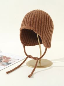 Cashmere Solid Beanie - Coffee Brown - View 1