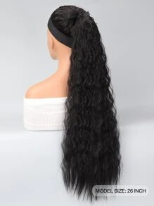 Phần mở rộng tóc đuôi ngựa tổng hợp xoăn dài tự nhiên - màu đen - Xem 2