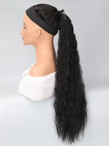 Phần mở rộng tóc đuôi ngựa tổng hợp xoăn dài tự nhiên - màu đen - Xem 4