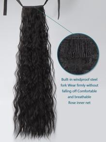 Phần mở rộng tóc đuôi ngựa tổng hợp xoăn dài tự nhiên - màu đen - Xem 8