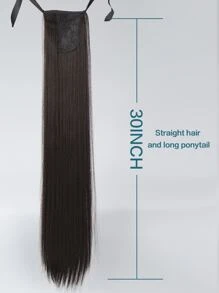 Natural Long Straight Synthetic Ponytail Hair Extension - Black - View 7
