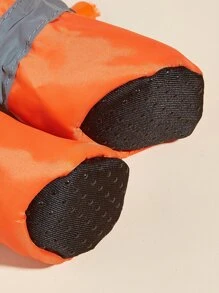 1set/4 piezas Zapatillas De Peluche Para Mascotas Con Diseño De Franjas Reflectantes, Adecuadas Para Mantener Cálido Y Limpio A Su Mascota En Otoño E Invierno - Naranja - Ver 5