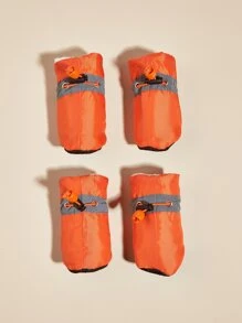 1set/4 piezas Zapatillas De Peluche Para Mascotas Con Diseño De Franjas Reflectantes, Adecuadas Para Mantener Cálido Y Limpio A Su Mascota En Otoño E Invierno - Naranja - Ver 3