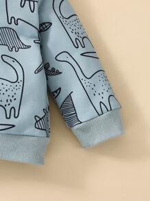 Baby Boy Dinosaur Print Pullover & Sweatpants - Dusty Blue - View 6