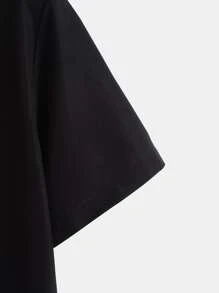 Manfinity Homme Áo sơ mi Nam Nút phía trước Lá thư Giải trí - màu đen - Xem 4