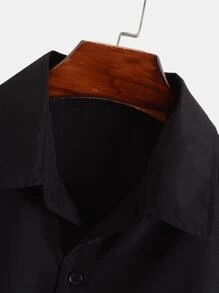 Manfinity Homme Áo sơ mi Nam Nút phía trước Lá thư Giải trí - màu đen - Xem 6