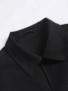 Manfinity Men 1pc Letter & Figure Graphic Drop Shoulder Coat - Black - View 5