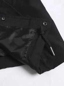 Manfinity Men 1pc Letter & Figure Graphic Drop Shoulder Coat - Black - View 4