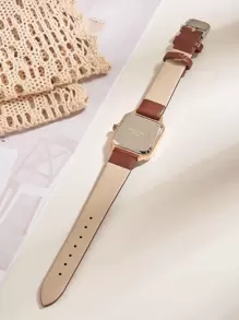 JULYSKY 1pc Women's Simple Classic Rose Gold Quartz Watch, Ideal Gift For Teachers' Day - Coffee Brown - View 3