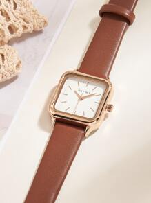 JULYSKY 1pc Women's Simple Classic Rose Gold Quartz Watch, Ideal Gift For Teachers' Day - Coffee Brown - View 4