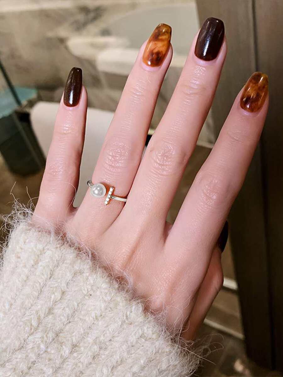 Nooxian Cubic Zirconia & Faux Pearl Decor Cuff Ring