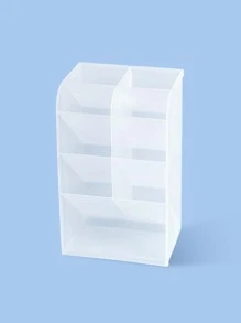 1pc Multi-Compartment Frosted Christmas Pen Holder For Storing Pencils, Pens, Markers And Other Stationery - Clear - View 3