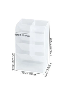 1pc Multi-Compartment Frosted Christmas Pen Holder For Storing Pencils, Pens, Markers And Other Stationery - Clear - View 5