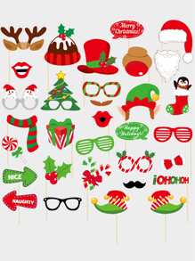 32pcs Christmas Party Photo Booth Prop,Christmas - Multicolor - View 1